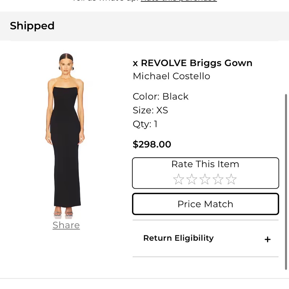 × REVOLVE Briggs Gown
Michael Costello
Color: Black